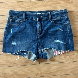 OLD NAVY Shorts Denim Women's Size 6 Blue American Flag Midrise Distressed